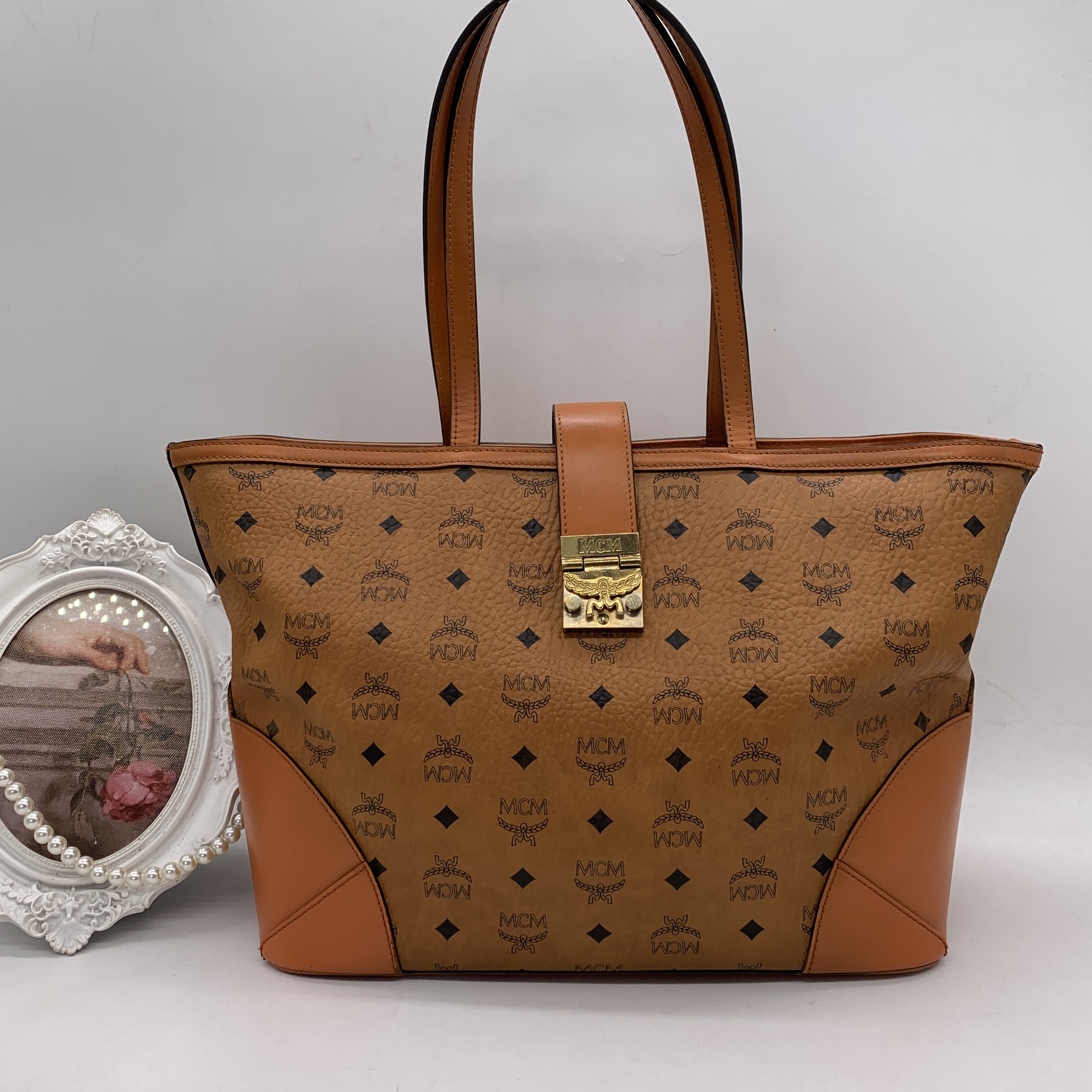 95新 MCM 干邑色托特包/SD12610516/0516
