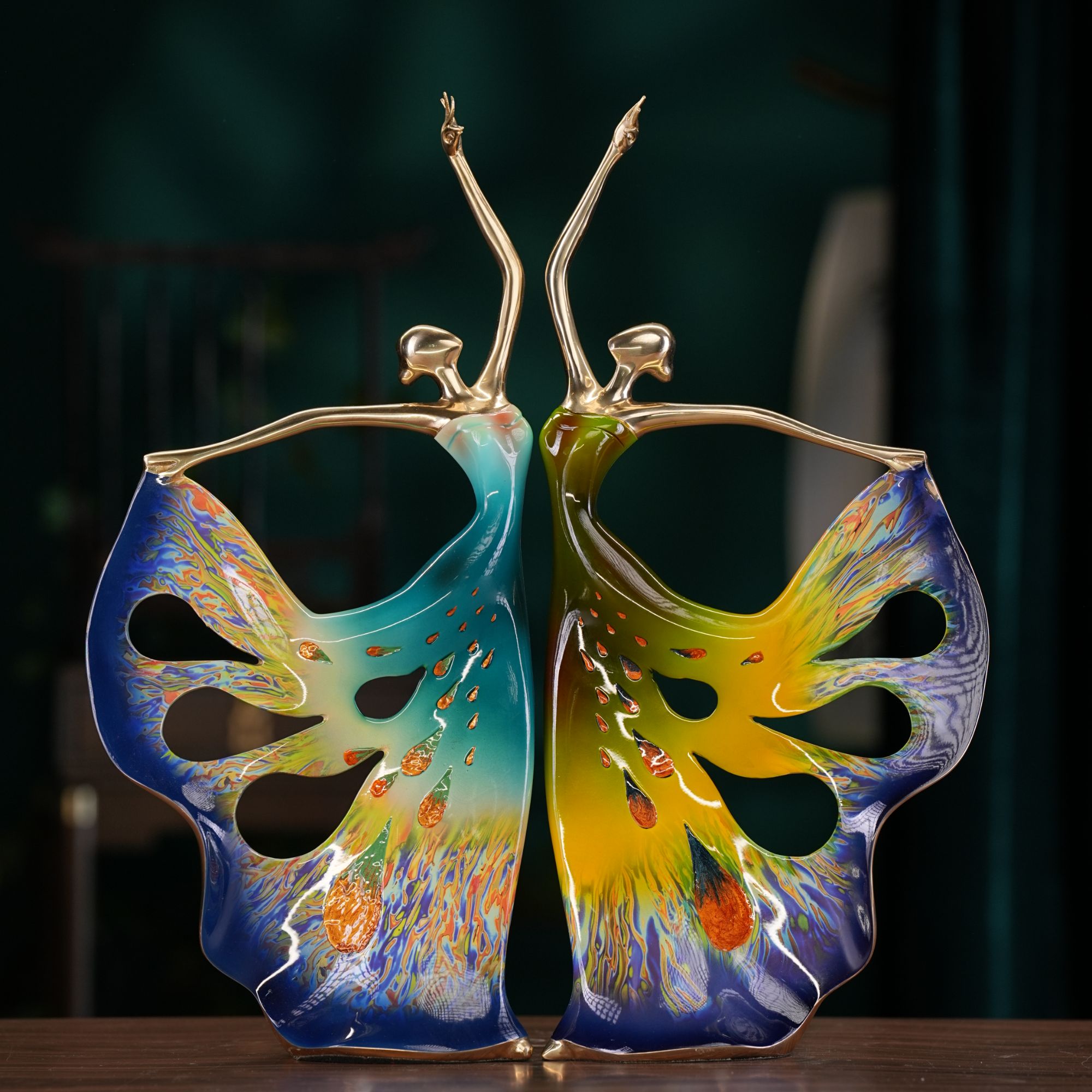 同欢福《歌之舞者》纯铜舞者舞蹈摆件古风女孩客厅玄关装饰品轻奢