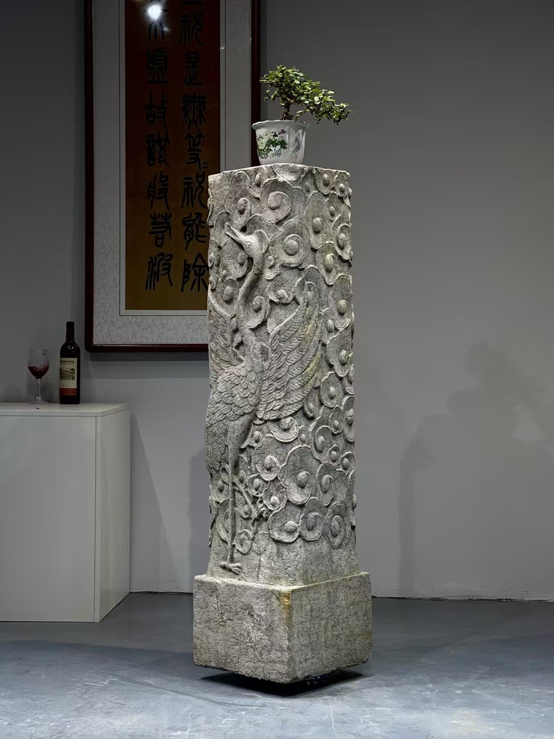 古代石雕青石祥云柱