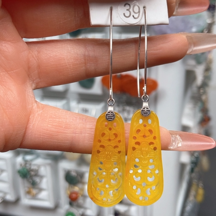 【闪购商品】翡翠耳饰银S925镶嵌优化耳饰