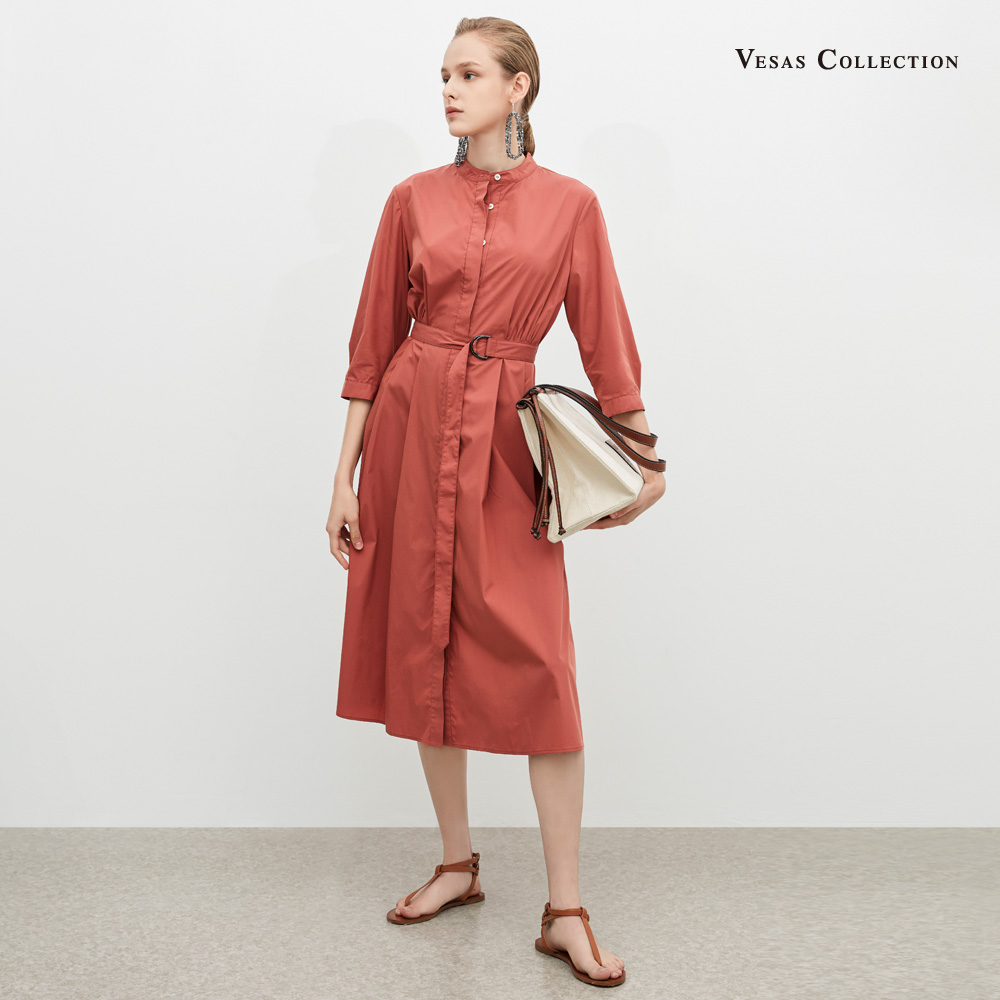 vesas collection 唯尚女装专柜连衣裙 挚爱衬衫连衣裙 高领