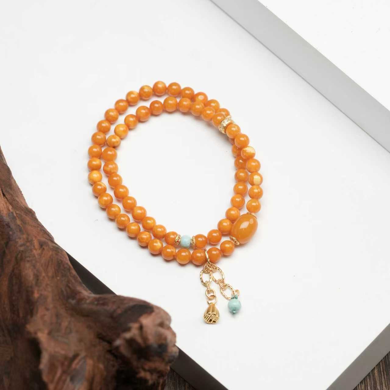 【普陀山欢喜】蜜蜡双圈DIY手串（发货多样性一件）S41419