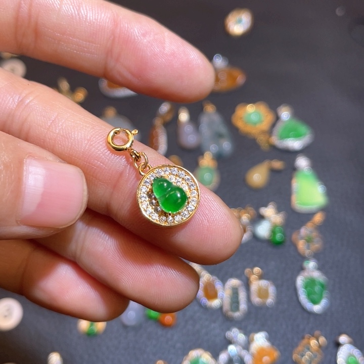 翡翠银S925镶嵌吊坠(不含链)天然翡翠