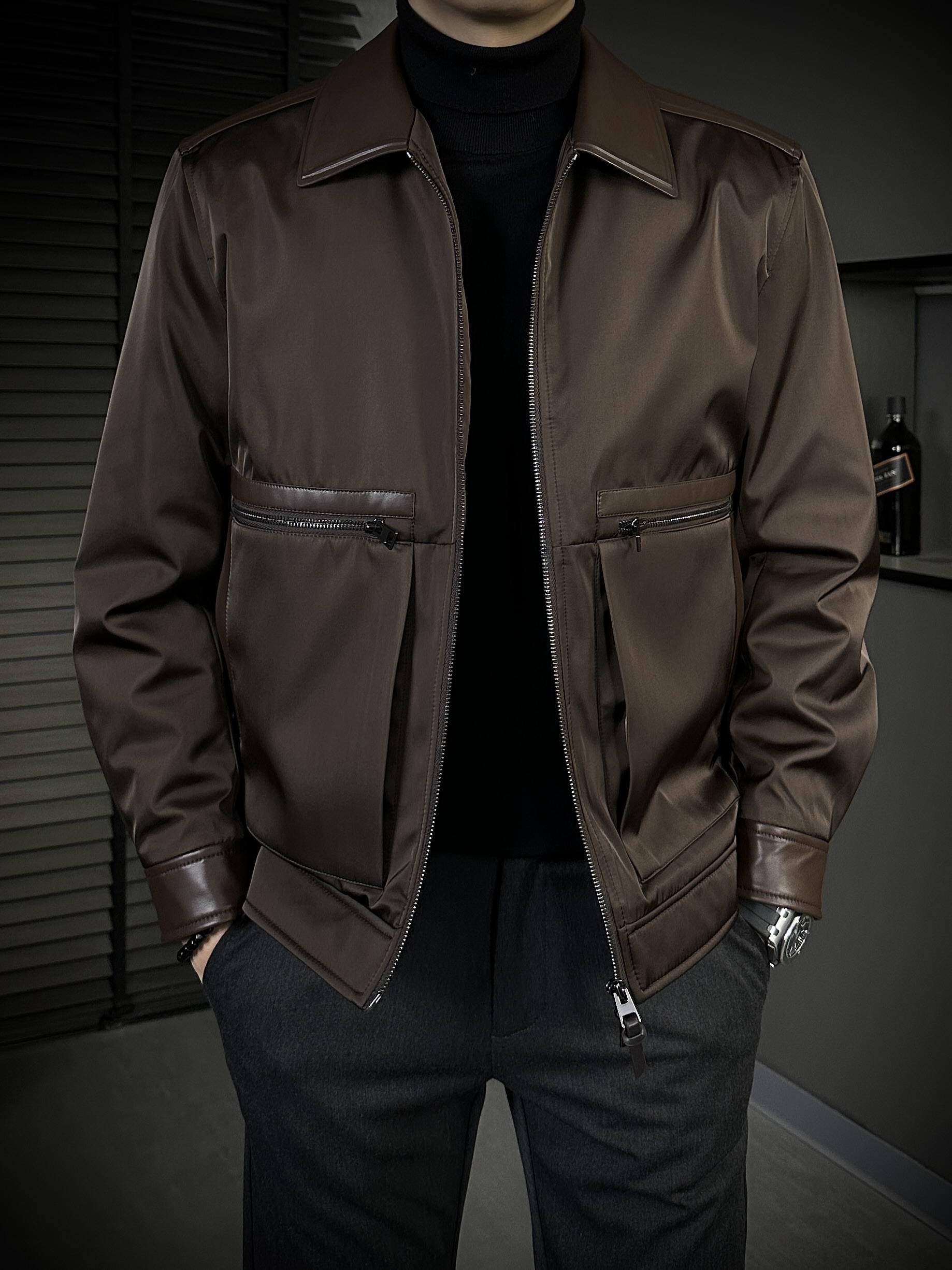 KING&GUCH【桑蚕丝✚90鹅绒✚绵羊皮】秋冬季新款百搭翻领羽绒服3525