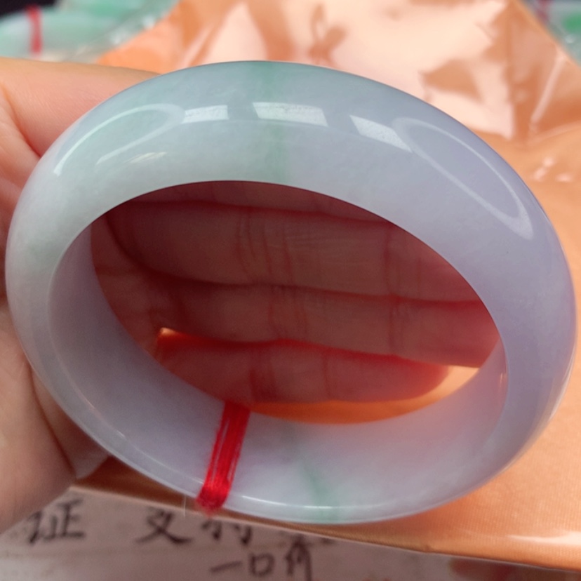 【闪购商品】翡翠手镯未镶嵌冰胶春彩宽版轮胎手镯5859圈35号