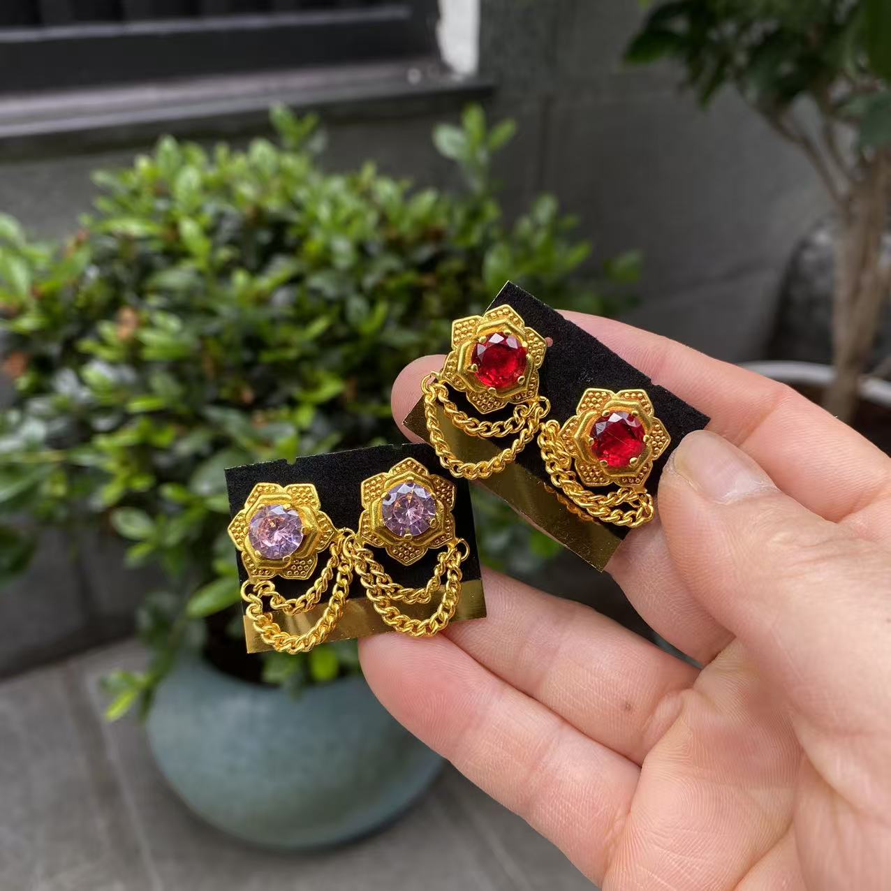 铜合金铜耳饰 25新款西藏民族特色工艺耳钉铜合金一对