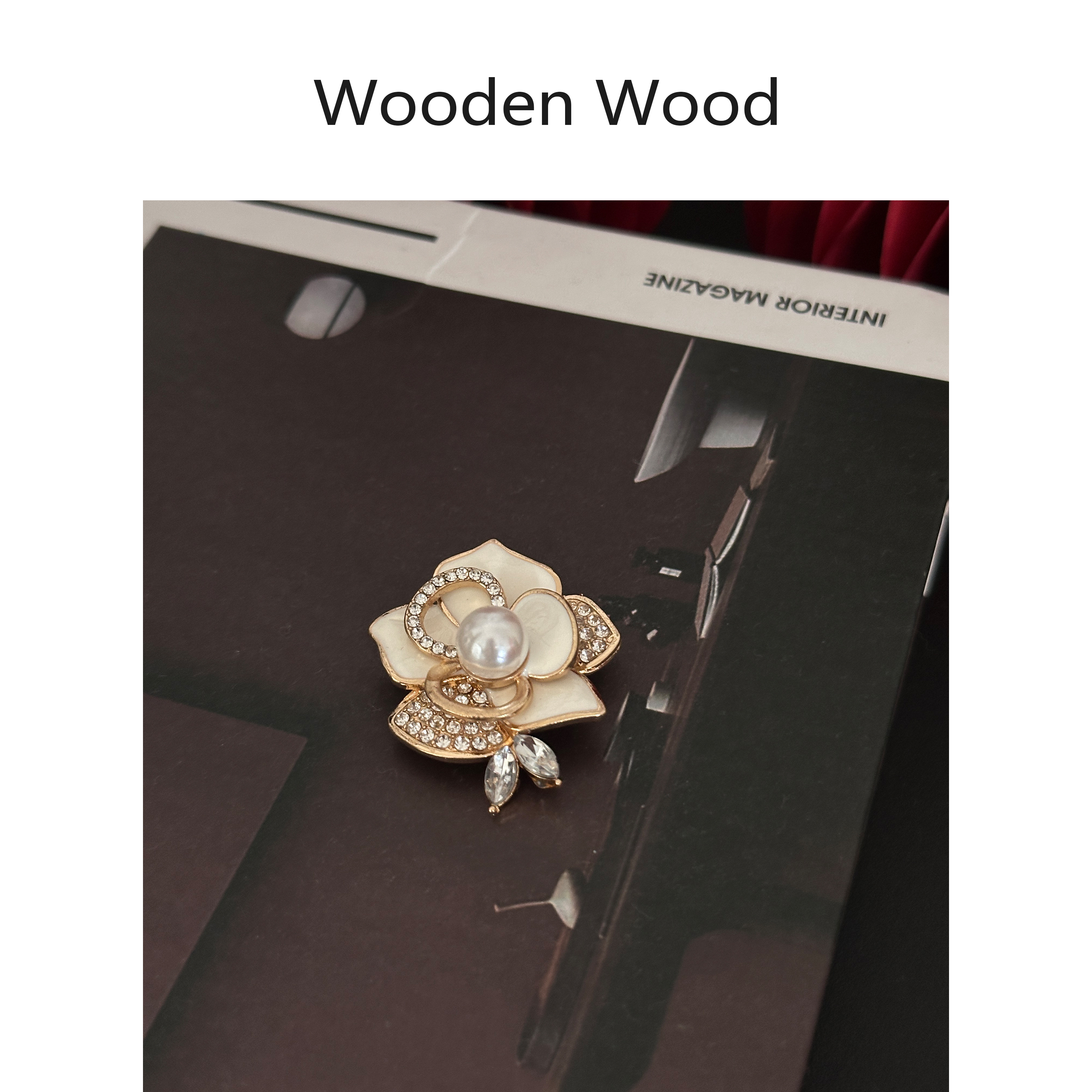 合金仿珍珠胸针 Wooden Wood“山茶花”设计精致高级胸针P250000