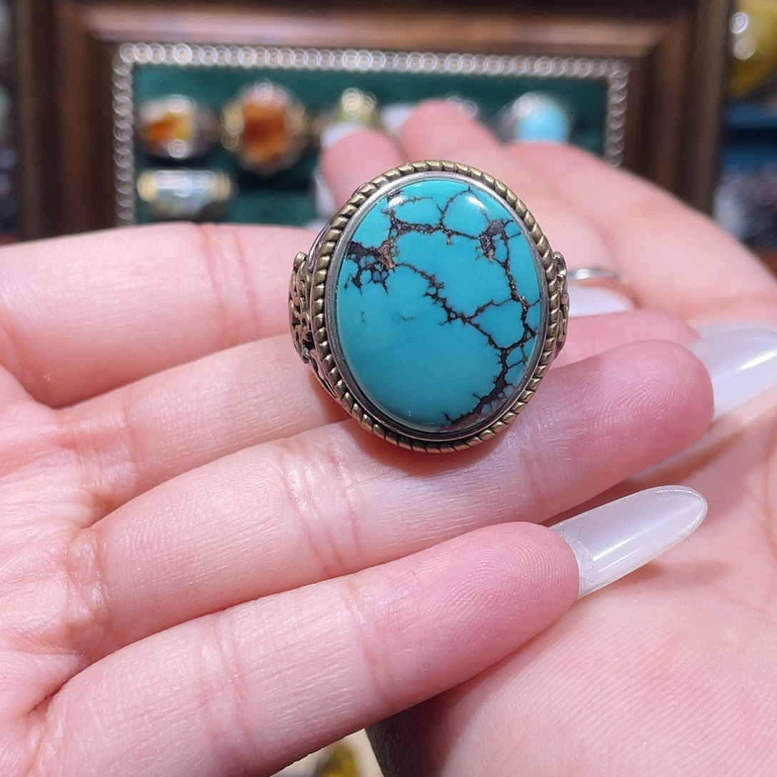 爱***妈绿松石银S925镶嵌戒指戒指