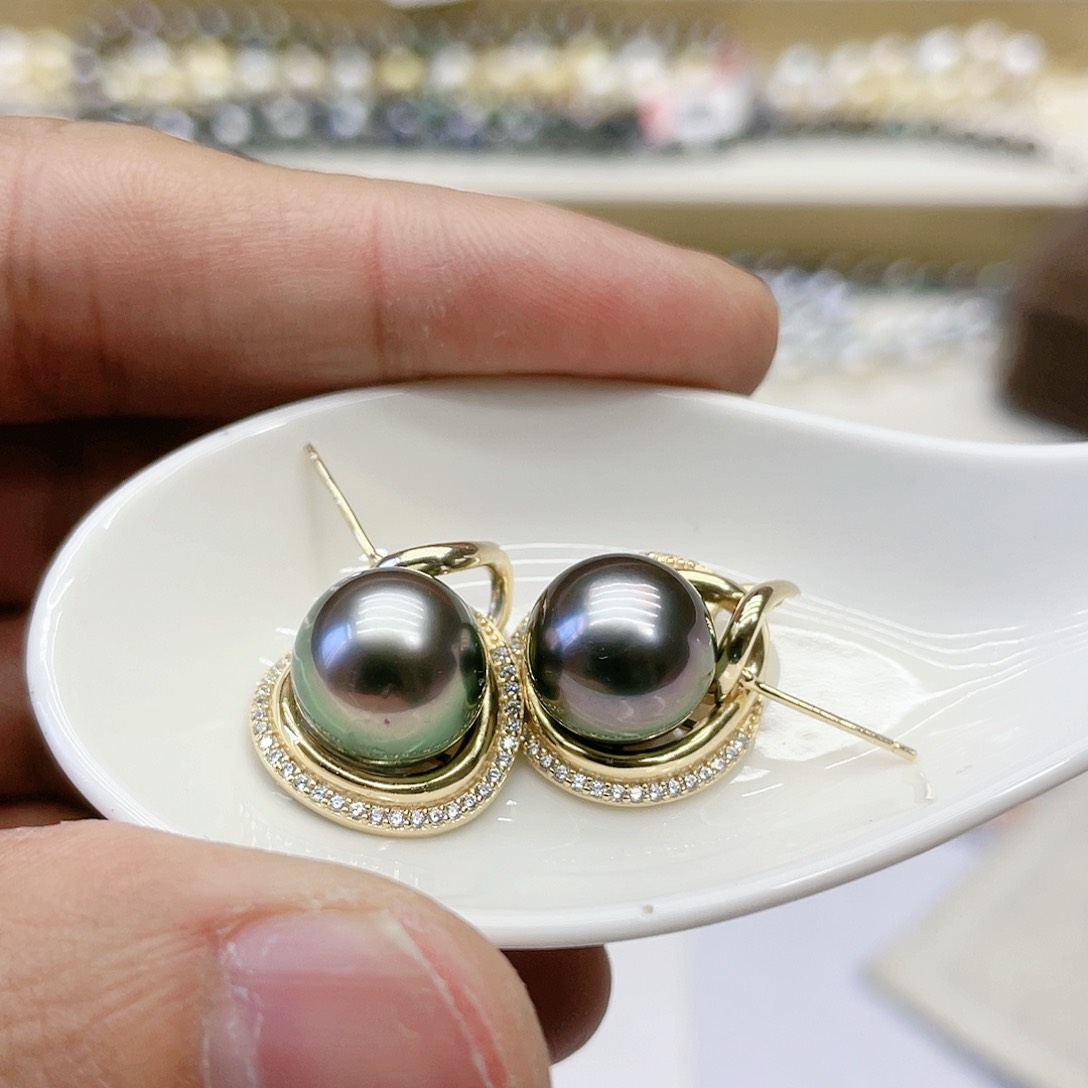 海水珍珠耳饰银S925镶嵌