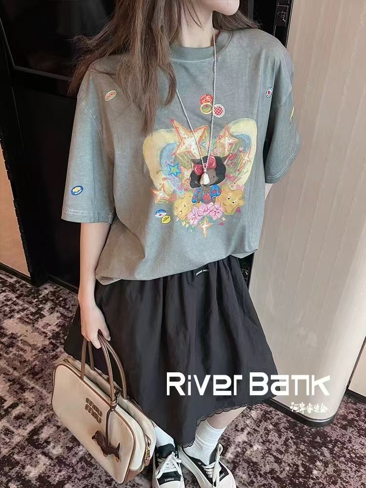 河岸家设计师SELALAGU X OITMMTIO宽松短袖恶搞手绘水果T恤25夏