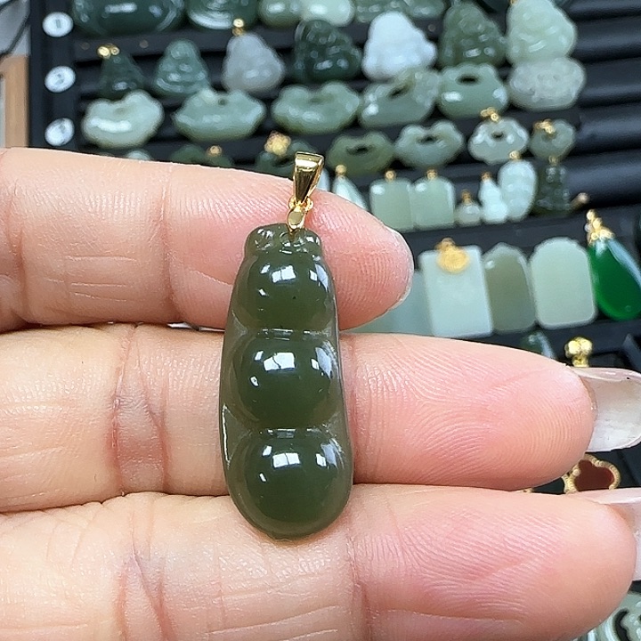 和田玉吊坠(不含链)银S925镶嵌