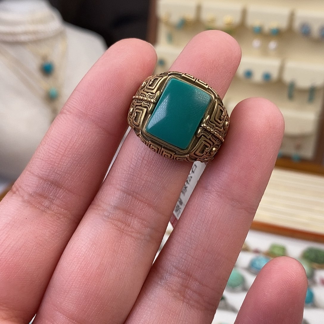 绿松石戒指银S925镶嵌