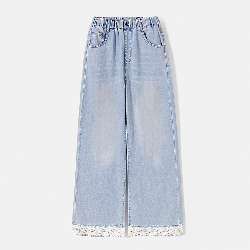 25182女大童夏装轻薄牛仔裤2025新款12-16岁水洗宽松女大童时尚