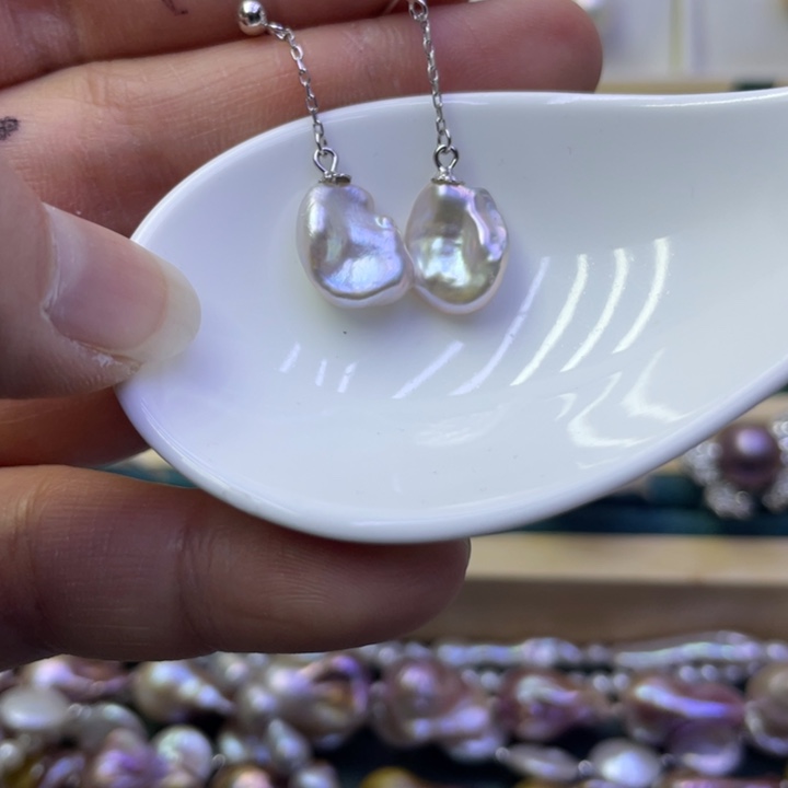 淡水珍珠耳饰银S925镶嵌