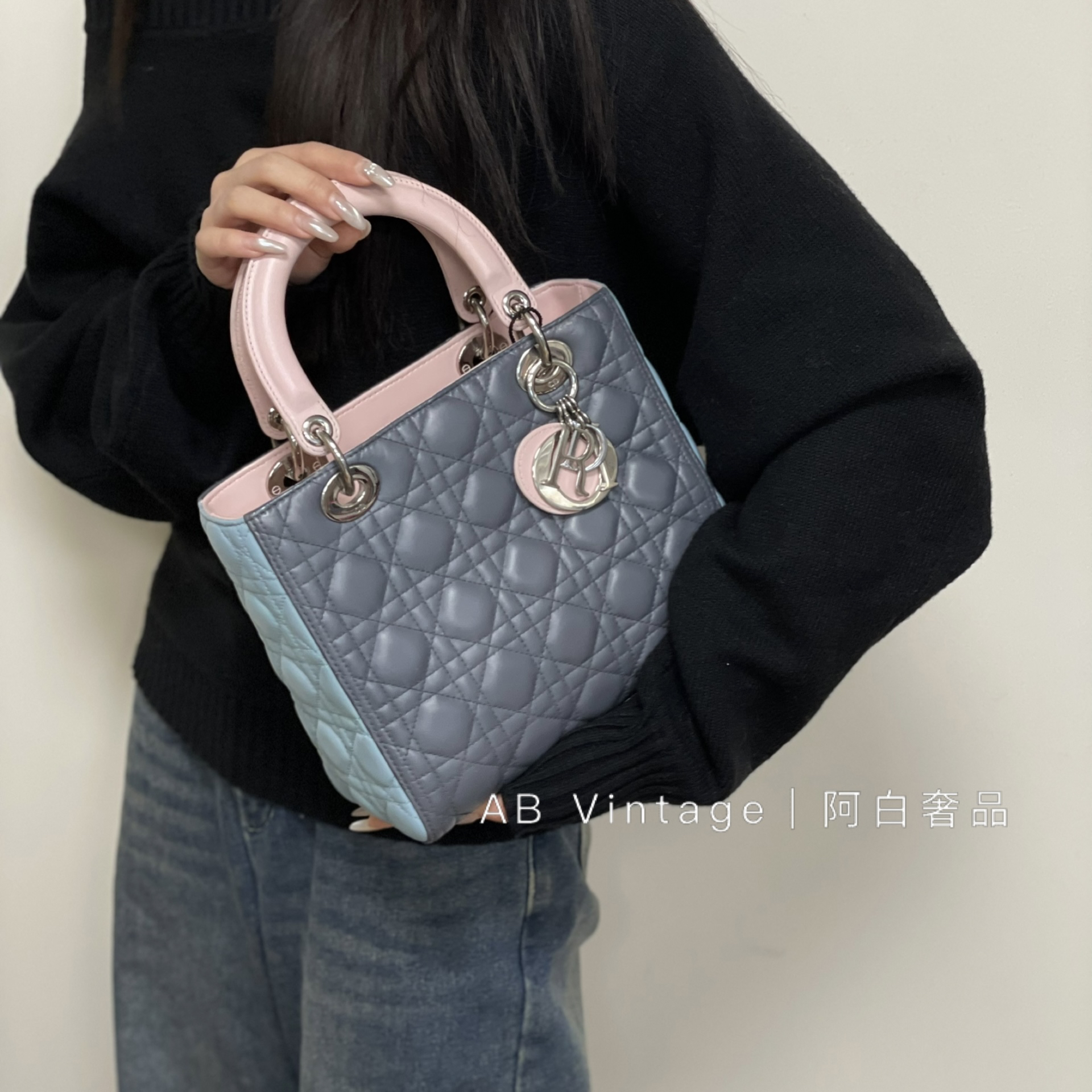 95新 DIOR/迪奥 阿白奢品/Dior 拼色五格戴妃包单肩