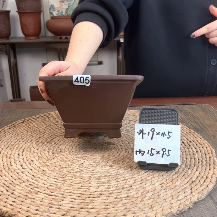 紫砂花盆紫泥花角斗方405