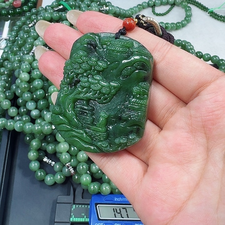 和田玉（碧玉）碧玉山水未镶嵌