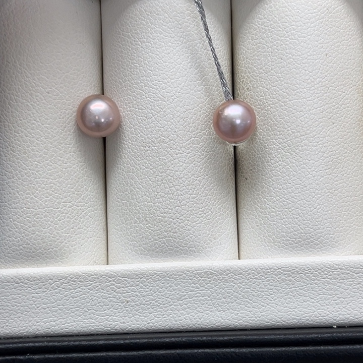 耳饰海水珍珠银S925镶嵌淡水无核耳钉5-6mm2号