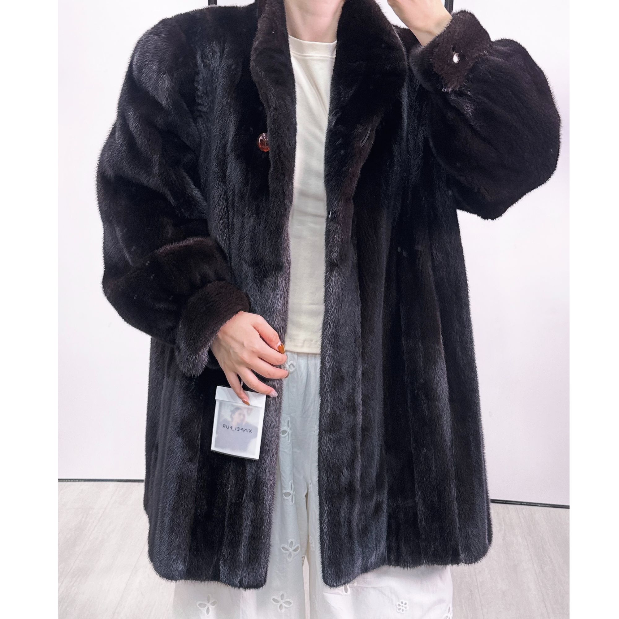 BM07，2XL，黑棕色全抽刀可立可翻领收口袖宝嘉美水貂外套
