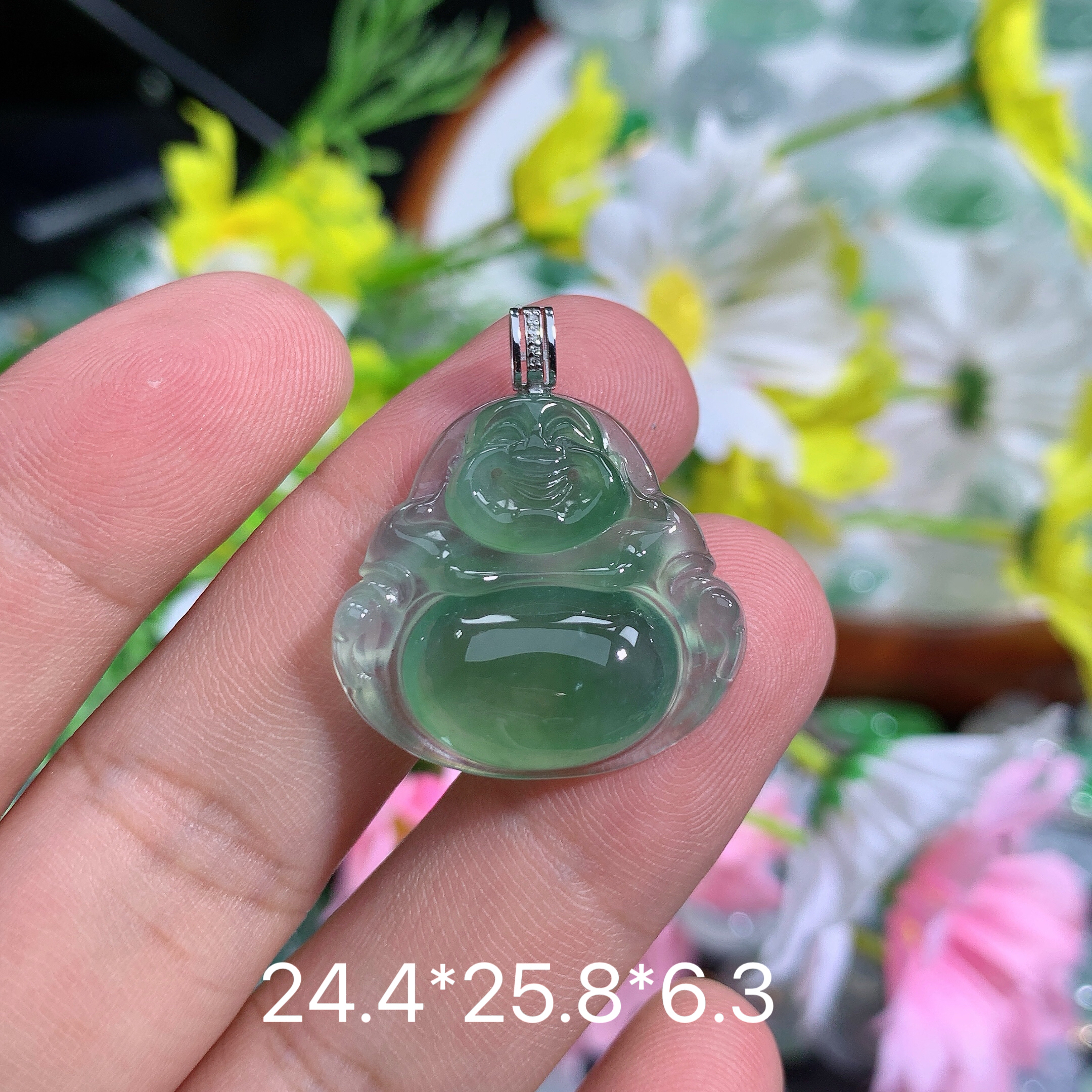 缅甸天然翡翠A货冰种满绿佛公吊坠刘百搭气质精美雕刻玉石女士精