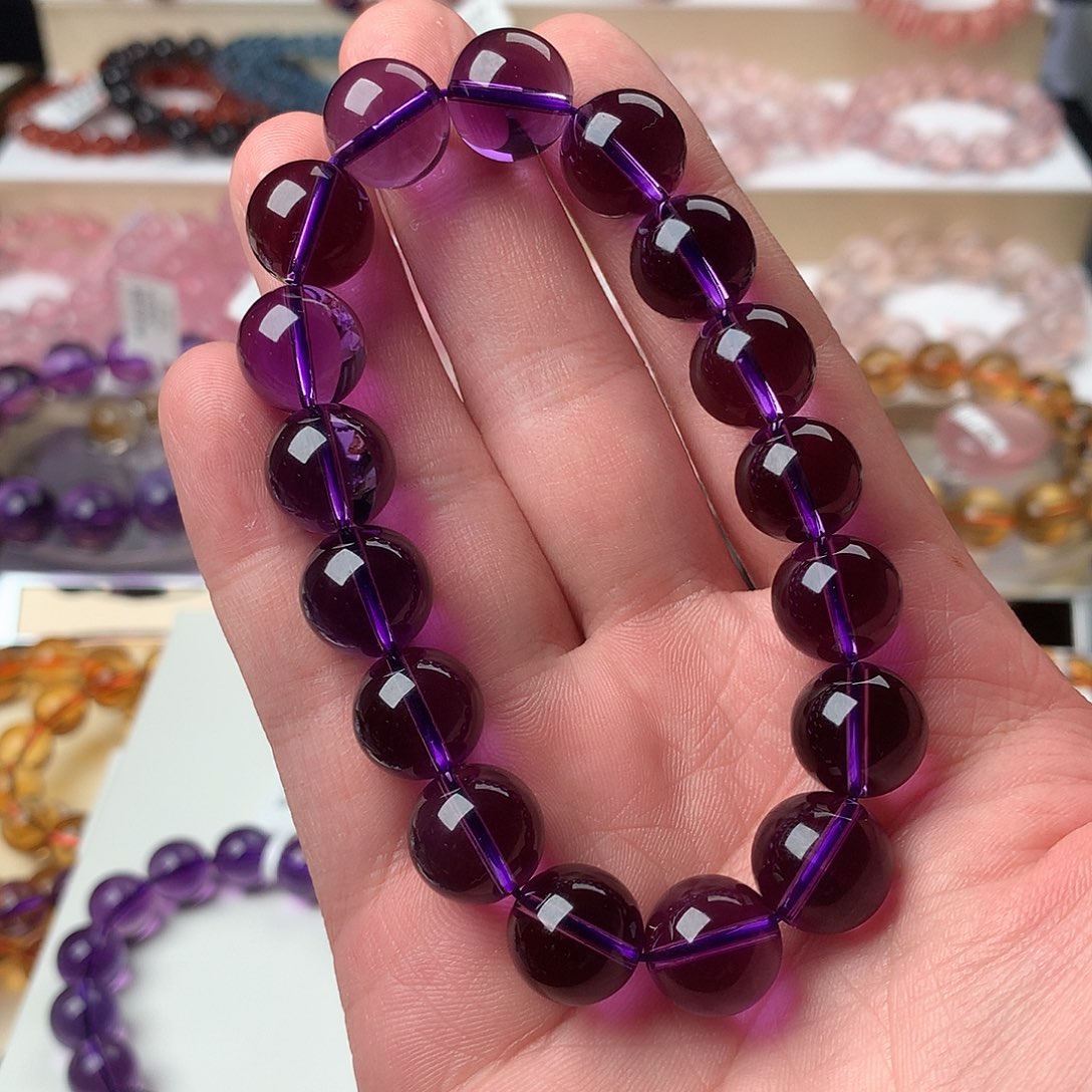 水晶手串未镶嵌旋****果紫水晶