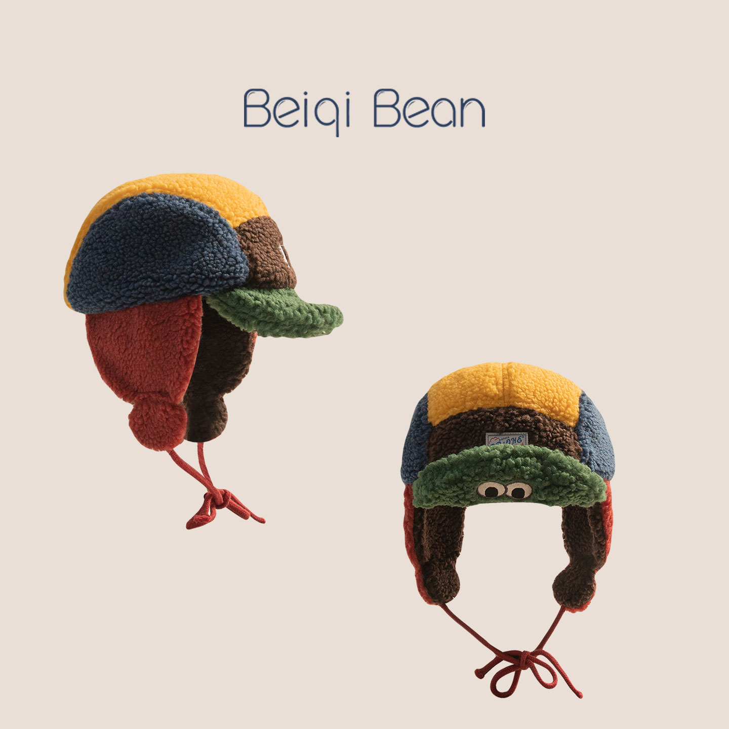 韩版亲子可爱毛绒雷锋帽男女童户外滑雪加厚保暖风雪帽儿童鸭舌帽