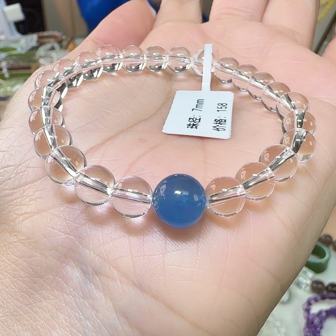 超***）手串未镶嵌水晶天然白水晶全净体单圈