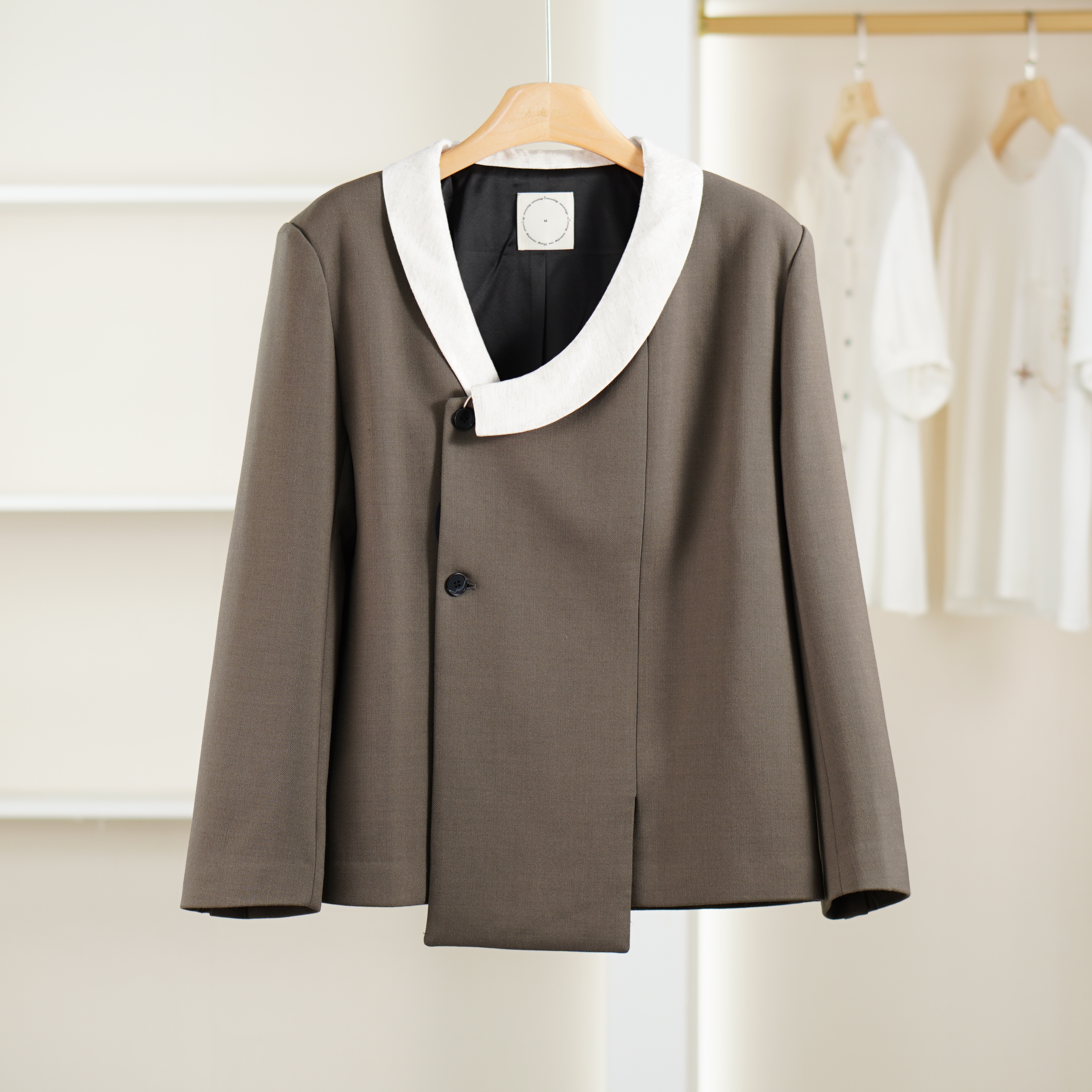 麦迪尚品【丝S】5101145 春秋东方韵羊毛斜纹西装品牌女装