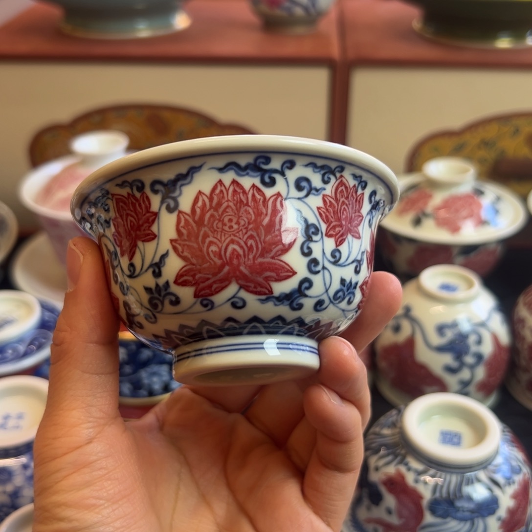 正绎堂釉里红金刚莲中号