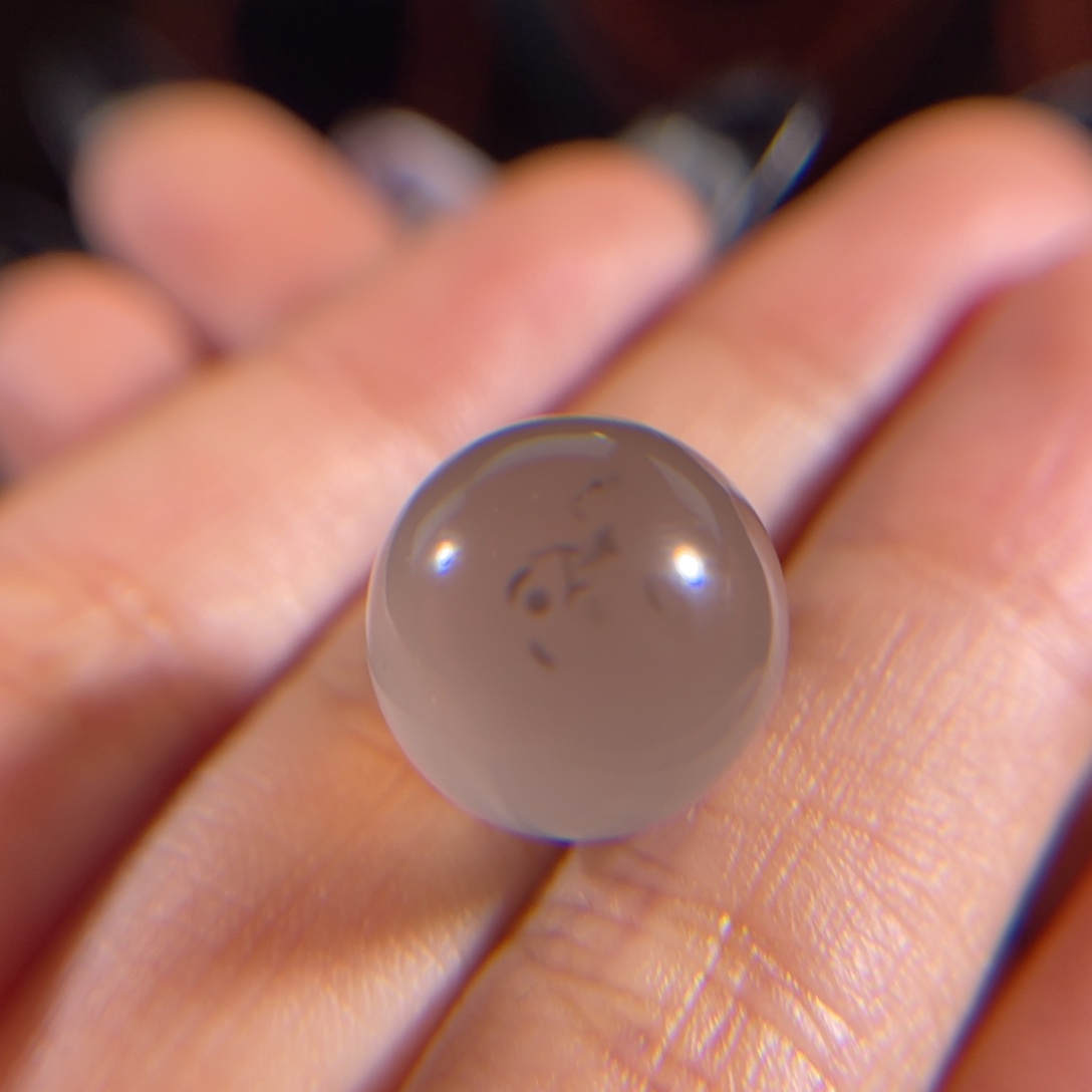 玛瑙/玉髓小庄 黑冰圆珠14.2mm未镶嵌