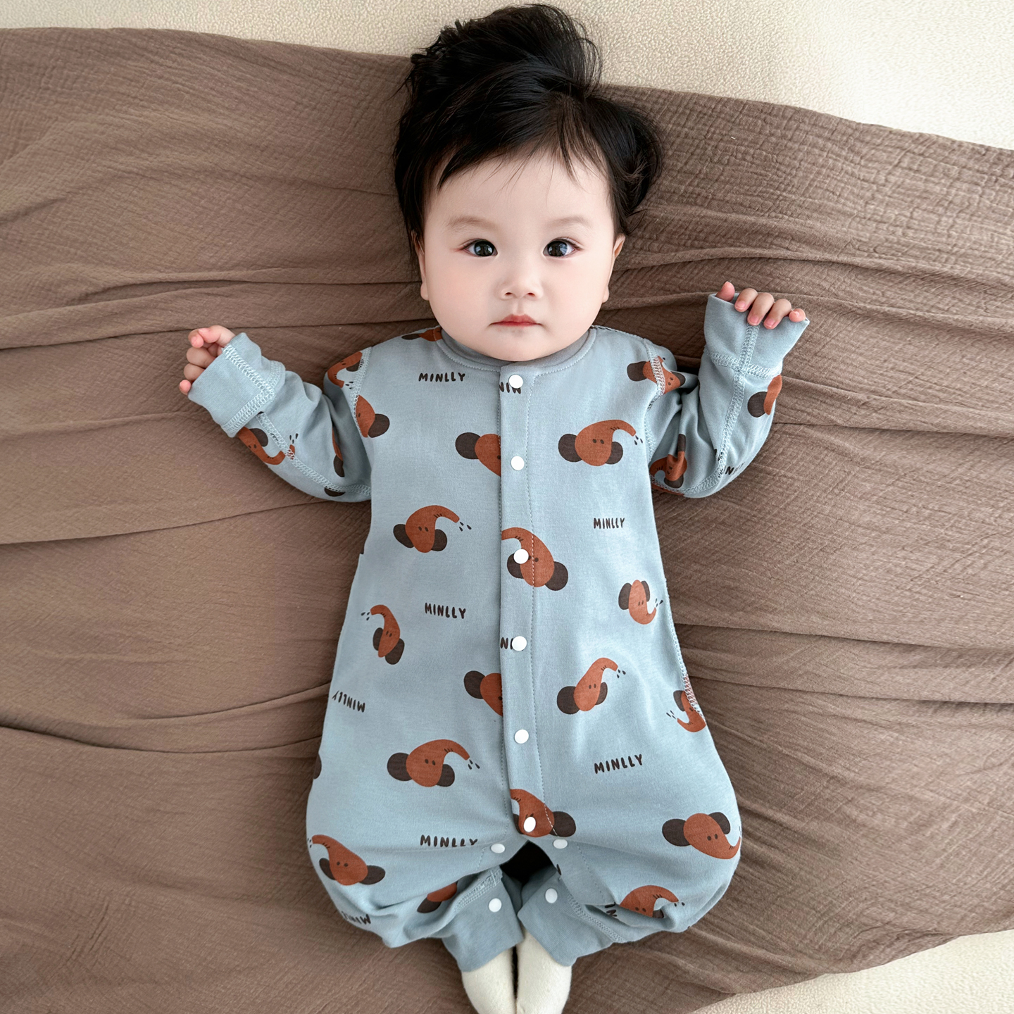 婴儿衣服秋季纯棉打底内衣冬季新生儿连体衣宝宝哈衣爬服睡衣秋装