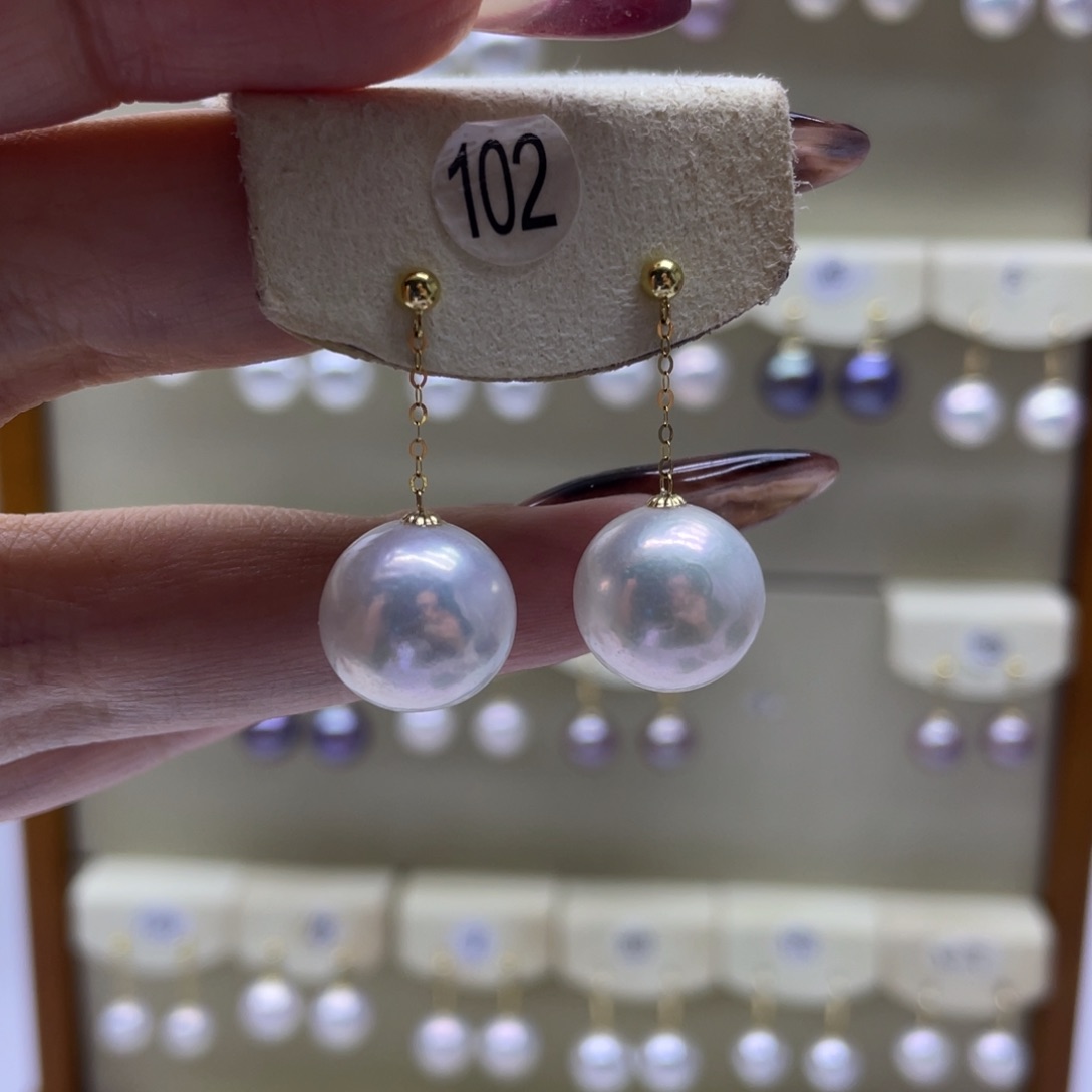 淡水珍珠耳饰18K金镶嵌