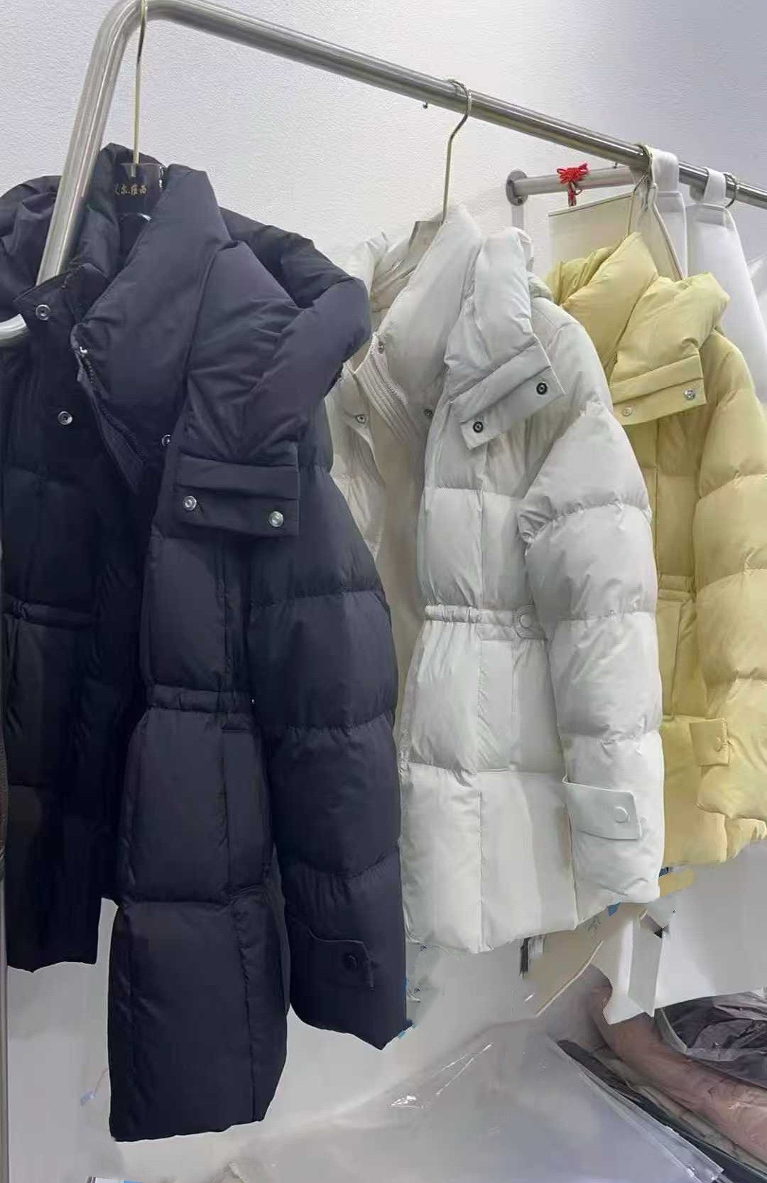 2836冬季新款中长款收腰连帽豆腐块棉服