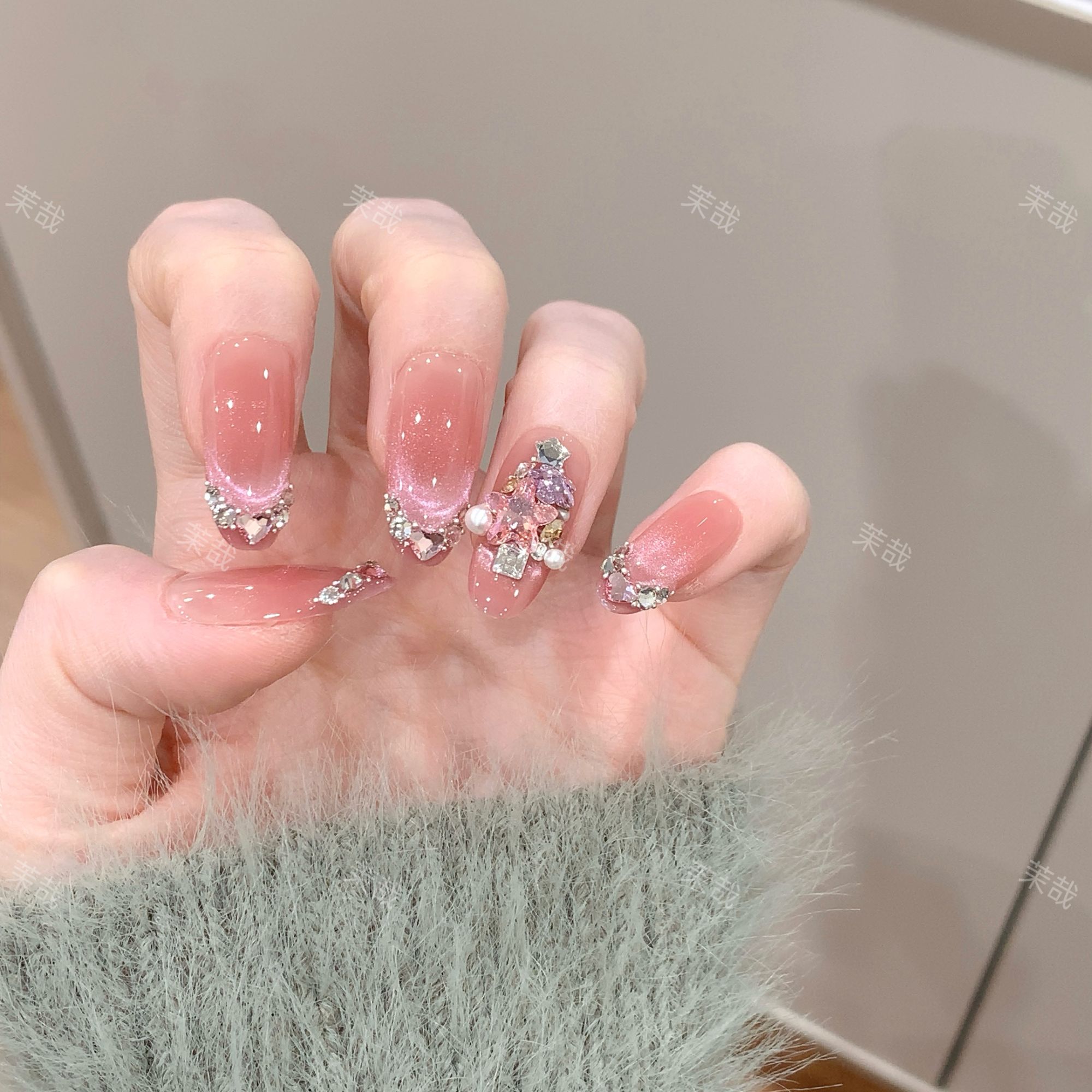 茉哉W现货【施家全华/霓虹星愿】纯手工定制美甲拆卸穿戴甲A5172