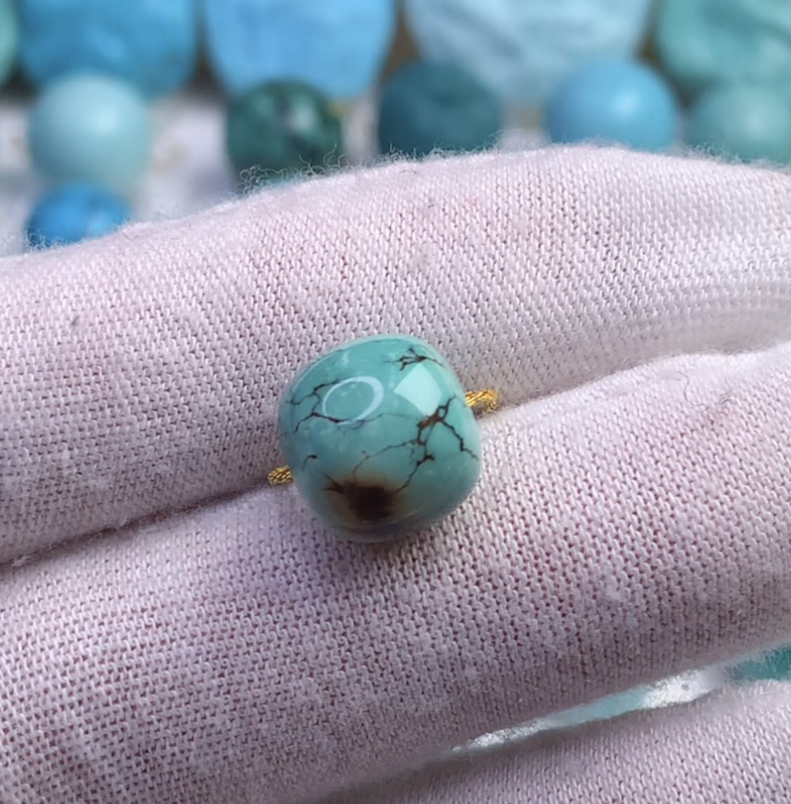 原矿绿松石精品老型11.4毫米