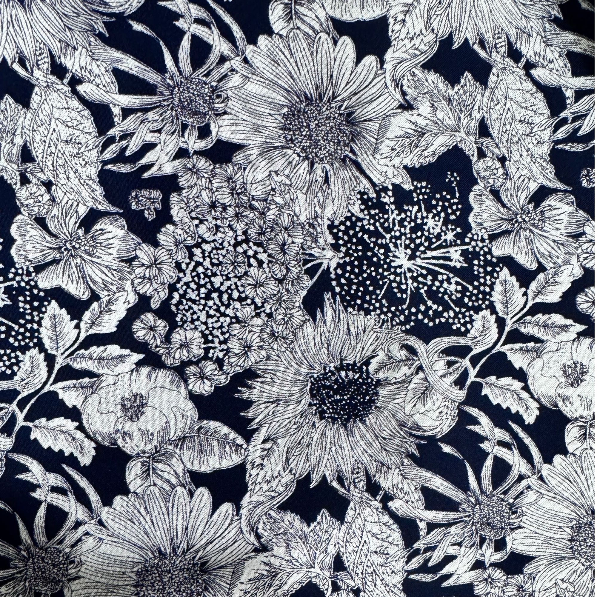 【雕印棉绸.黑白素描花】雕印新花型（三米包邮）