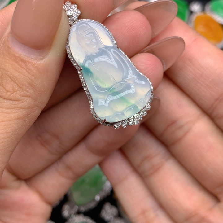 翡翠18K金镶嵌吊坠(不含链)