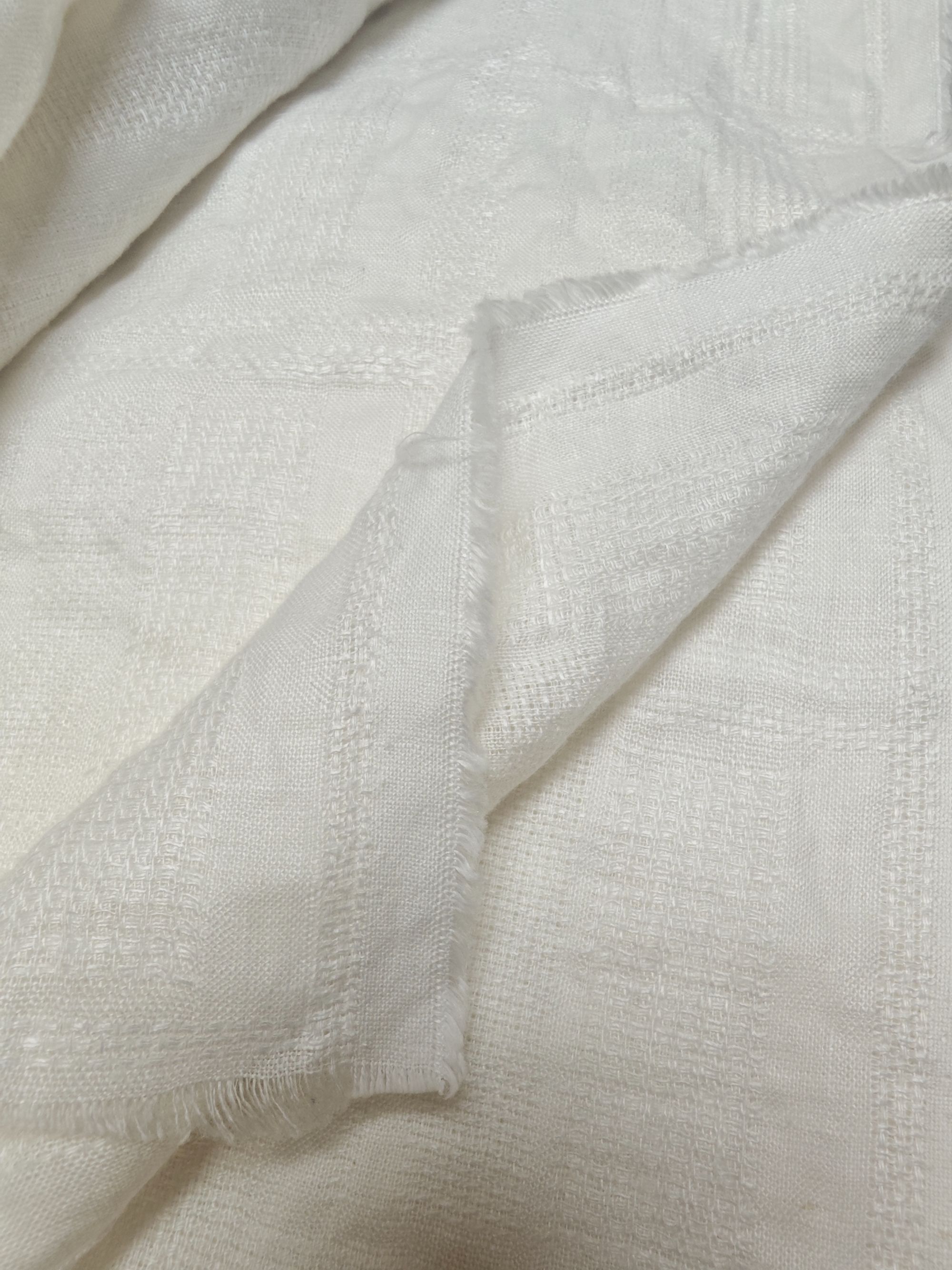 日本亚麻提花本白舒适面料设计师款亚麻布料