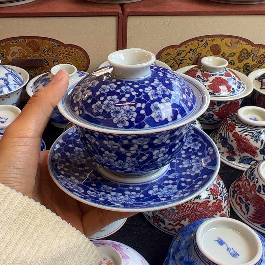 雪山春晓冰梅三才盖碗