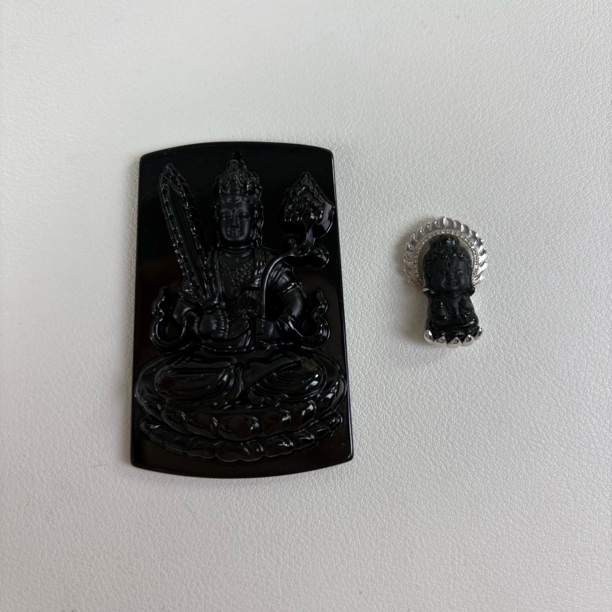 碧华翡翠 天然缅甸墨翠A货 虚空藏菩萨 不动明王