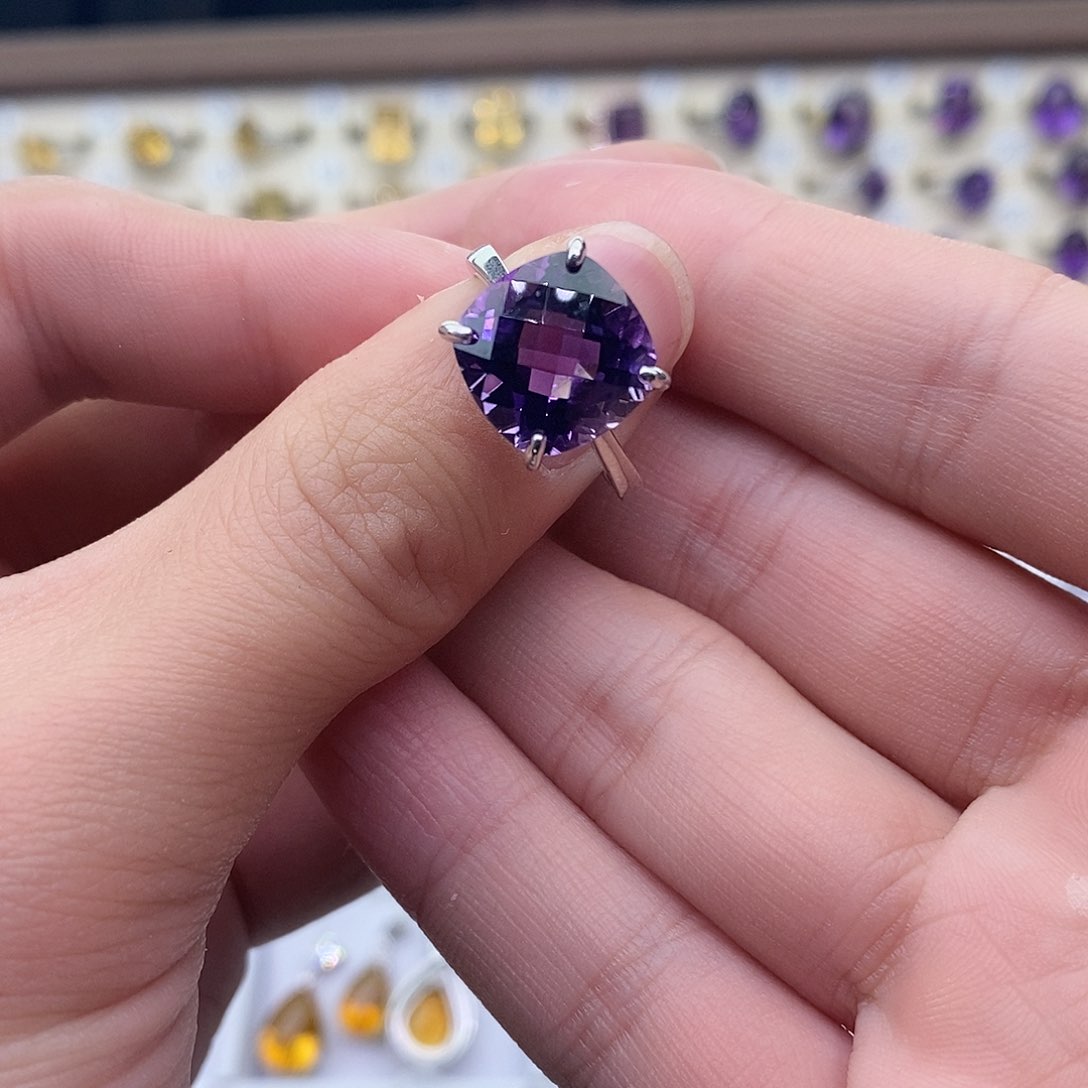 紫晶纯天然无优化紫水晶Q银S925镶嵌糖