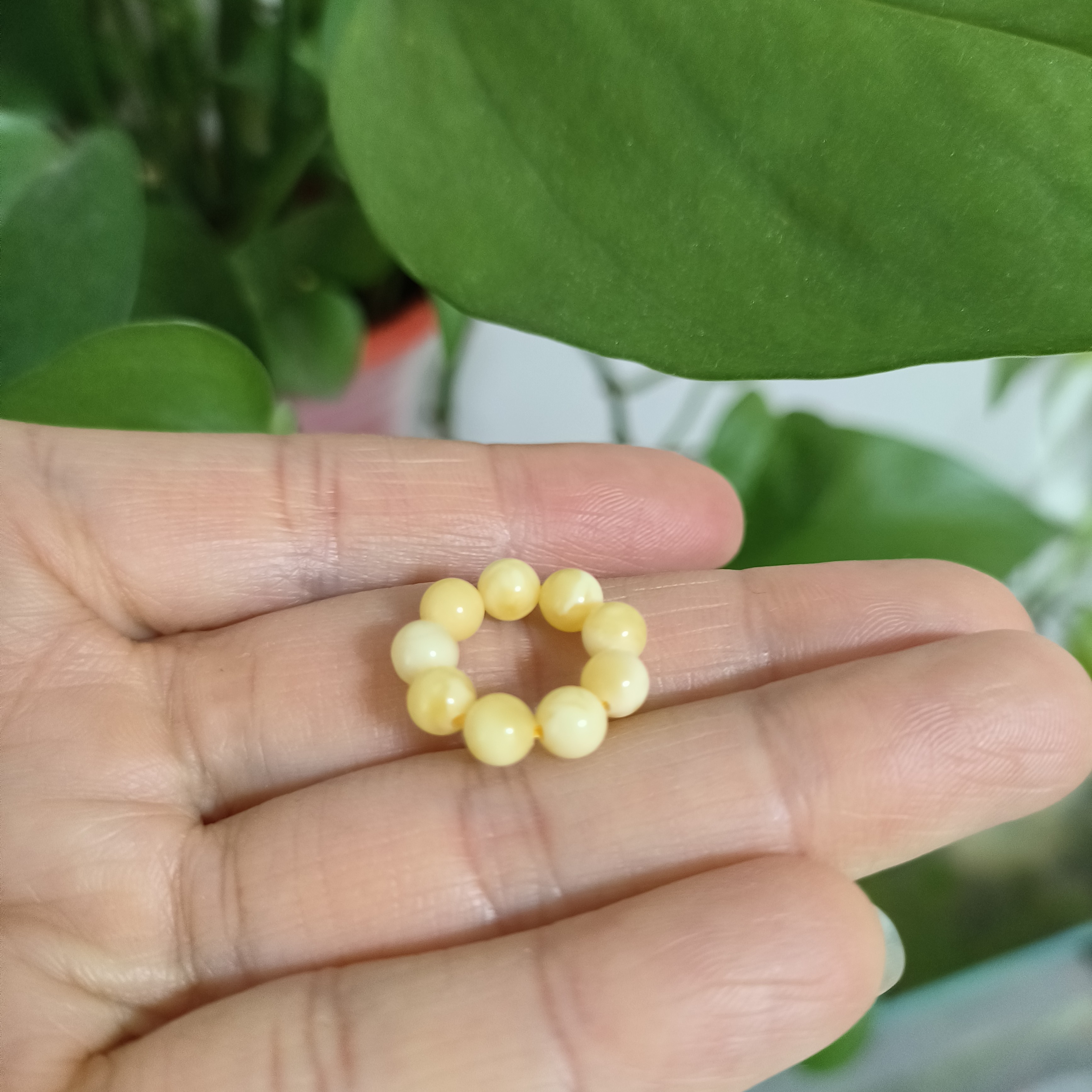 原矿俄料蜜蜡白花蜡圆珠跑环配饰