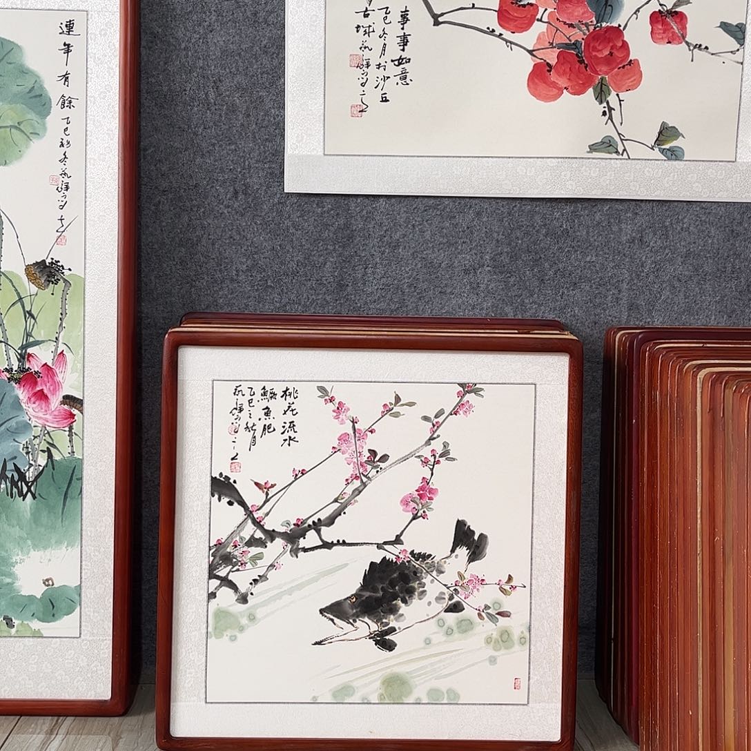 国画书画作品带框63×63