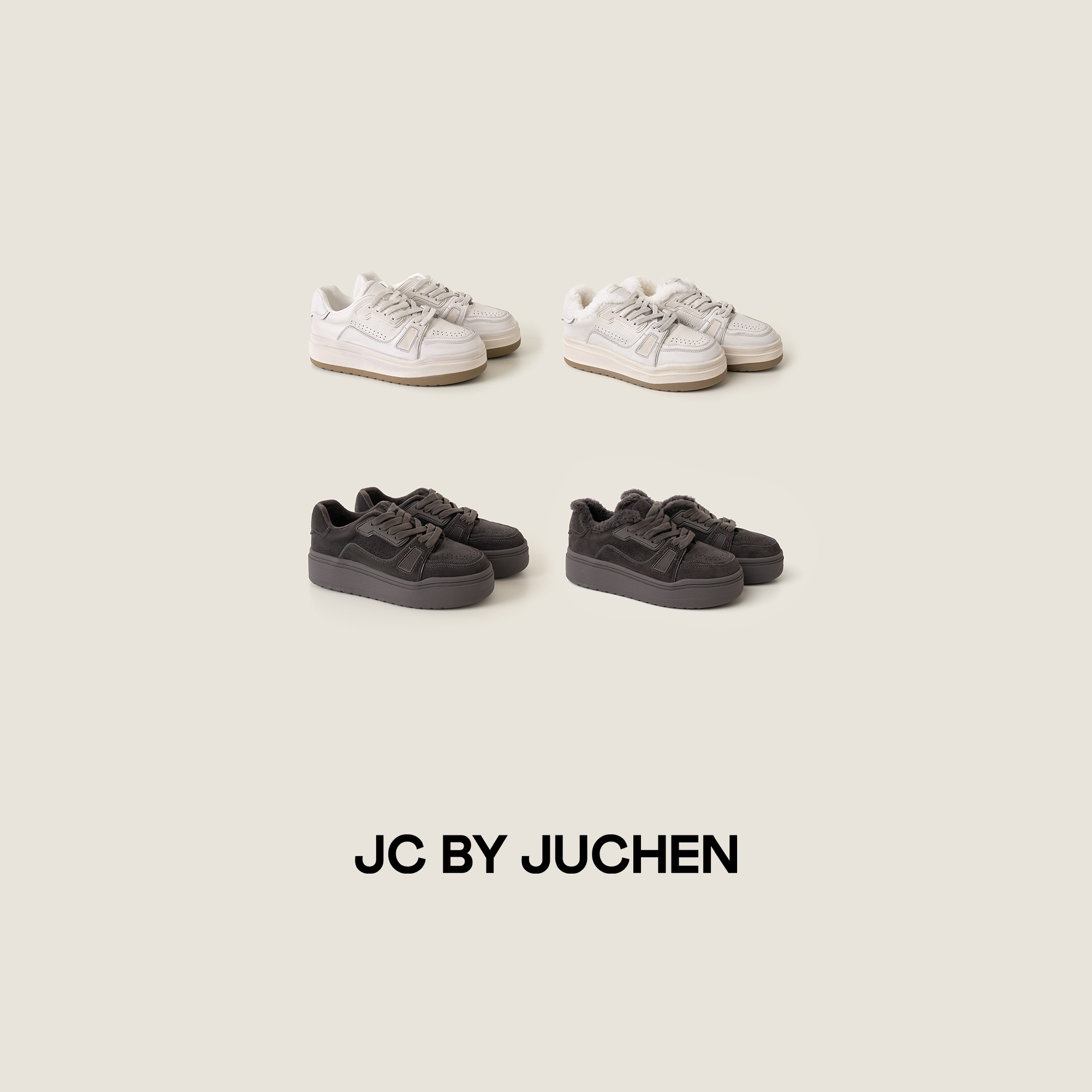 "冬日小团”低帮厚底羊羔毛秋冬保暖休闲鞋板鞋 XZ506007-19