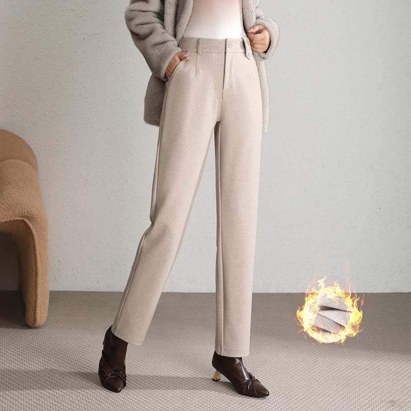 【工厂清仓】秋冬休闲百搭直筒高腰加厚毛呢双层面料烟管裤2862#