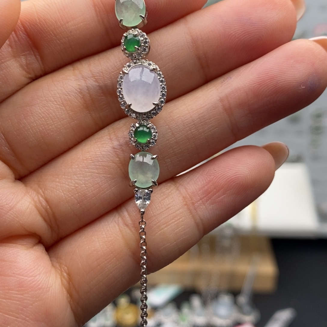 m***）翡翠银S925镶嵌戒指天然翡翠