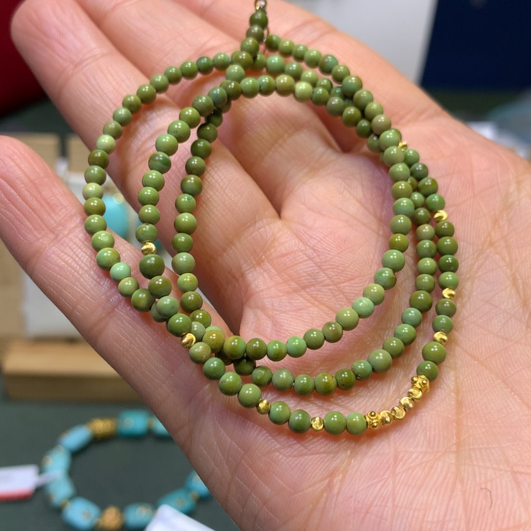 绿松石项链18K金镶嵌