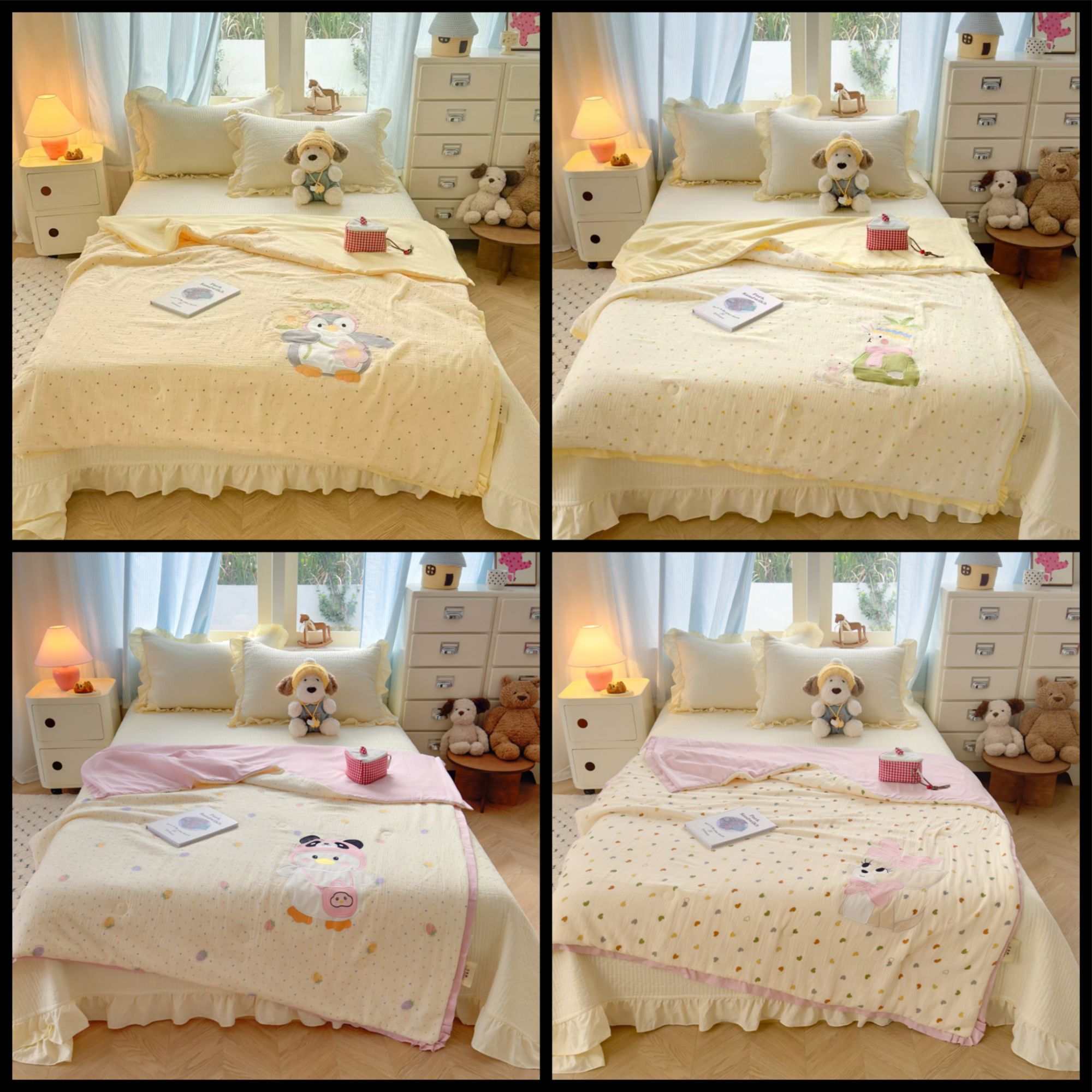 孤品尾单  卡通纯棉双层纱多功能被套