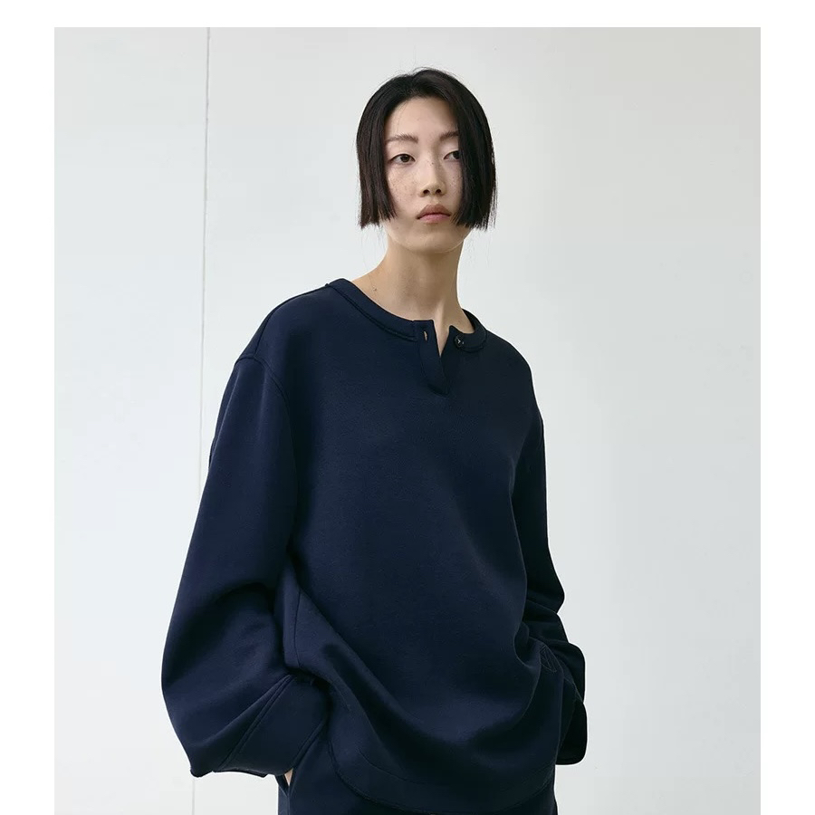 YOEYYOU半开襟圆领卫衣2025春新品设计师款简约休闲百搭宽松上衣