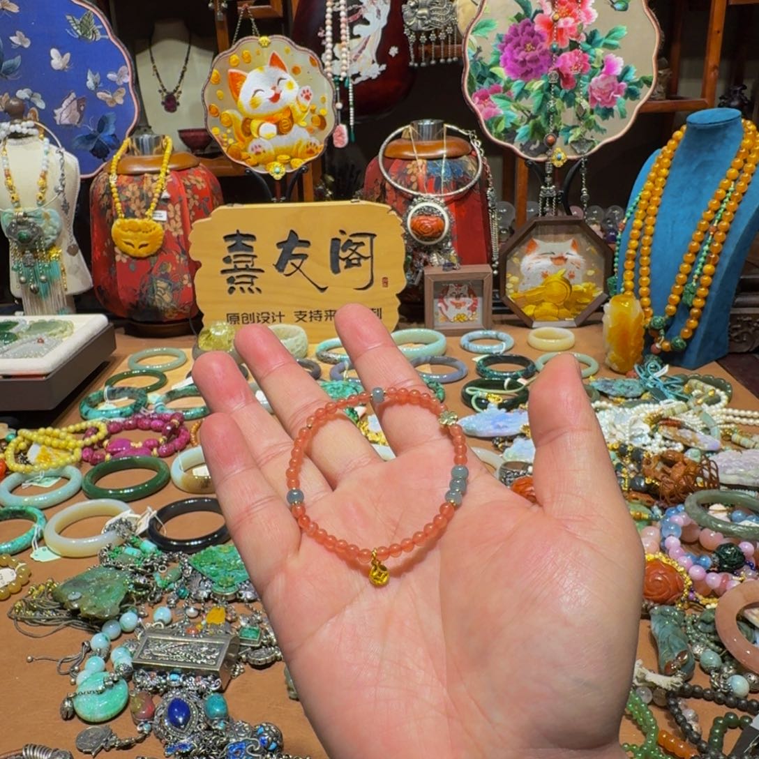 南红玛瑙合金手链精品福利天然冰飘南红设计款